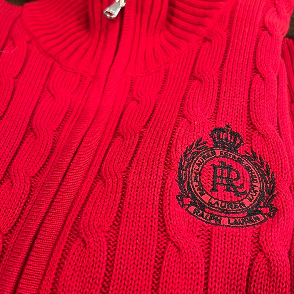 LRL Lauren Active Ralph Lauren Women’s Red Full Zip Sweater Mock Neck Size M